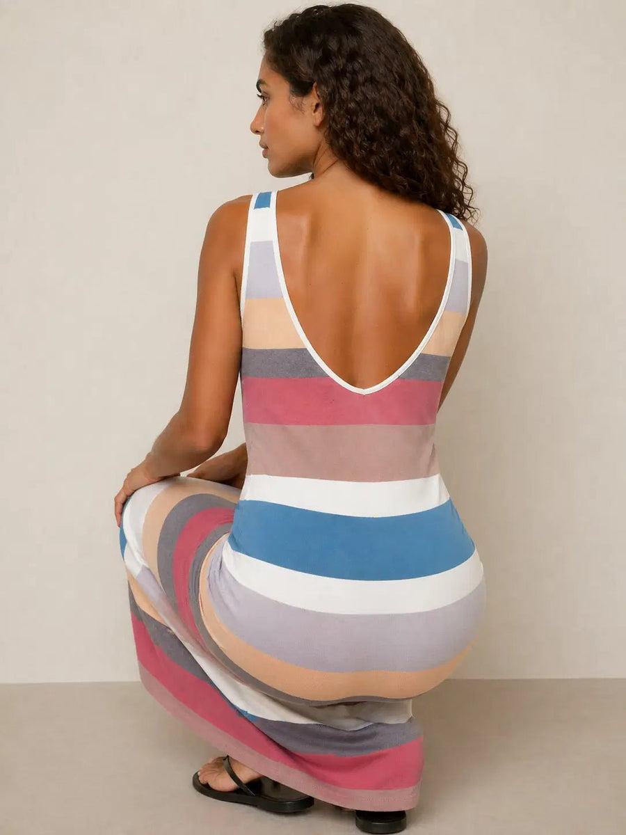 Demi™ | Vestido bohemio de rayas sin mangas