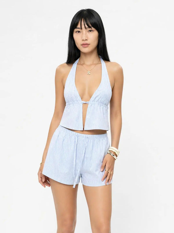 Eve - Top crop halter de rayas