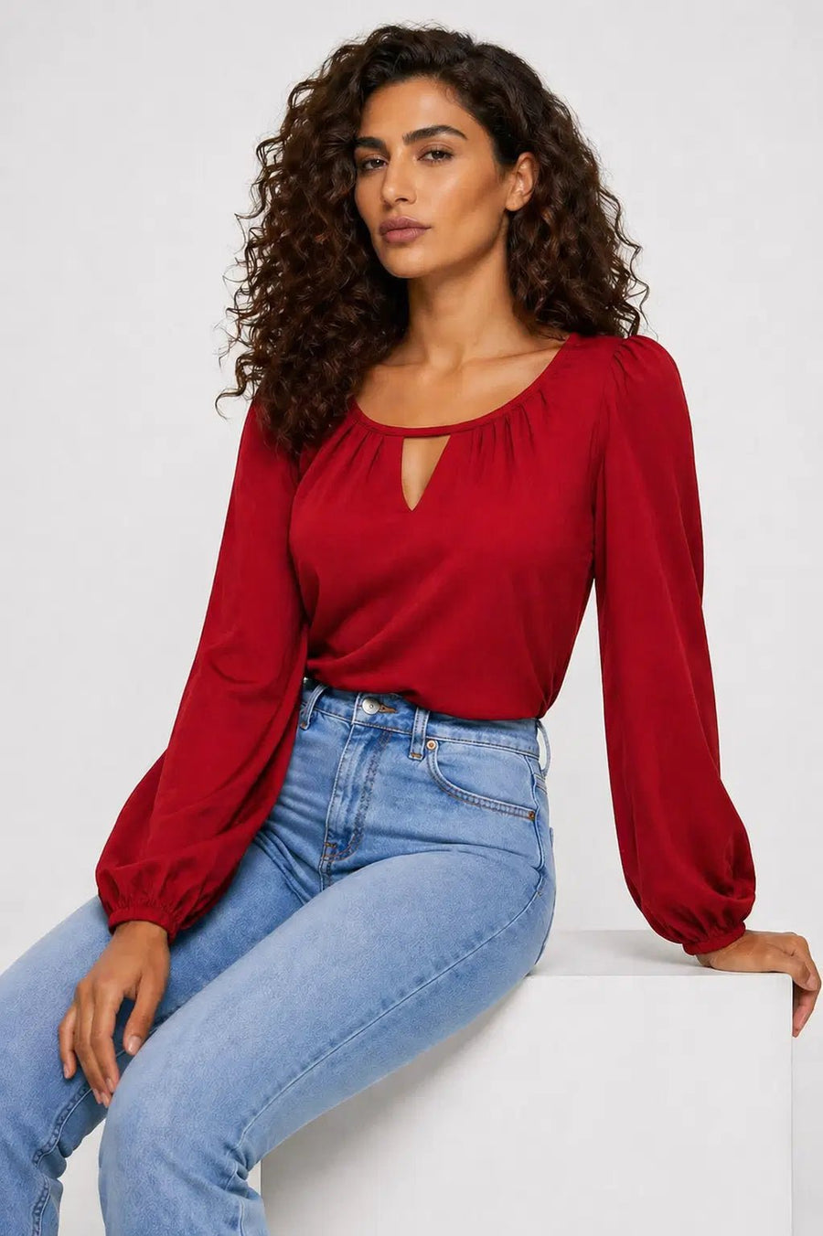 Vera - Blusa abotonada con manga abullonada